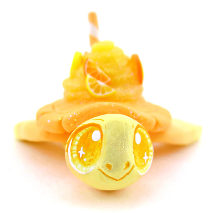 Lemon and Orange Citrus Smoothie Turtle Figurine - Polymer Clay Food and Dessert Animals