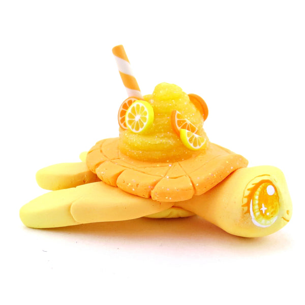 Lemon and Orange Citrus Smoothie Turtle Figurine - Polymer Clay Food and Dessert Animals