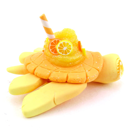 Lemon and Orange Citrus Smoothie Turtle Figurine - Polymer Clay Food and Dessert Animals