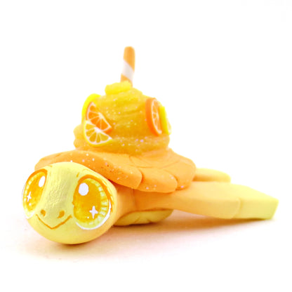 Lemon and Orange Citrus Smoothie Turtle Figurine - Polymer Clay Food and Dessert Animals