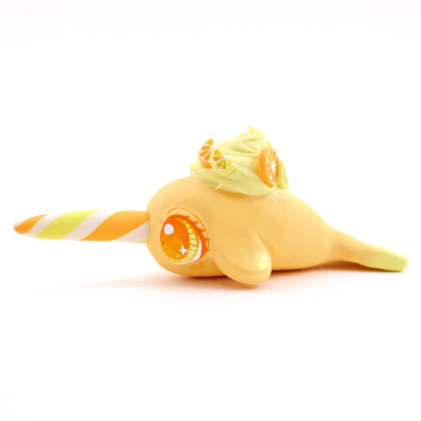 Citrus Lemon and Orange Narwhal - Polymer Clay Fruity Cuties Animals