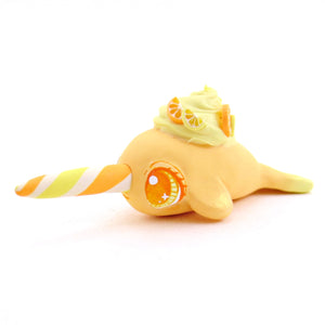 Citrus Lemon and Orange Narwhal - Polymer Clay Fruity Cuties Animals