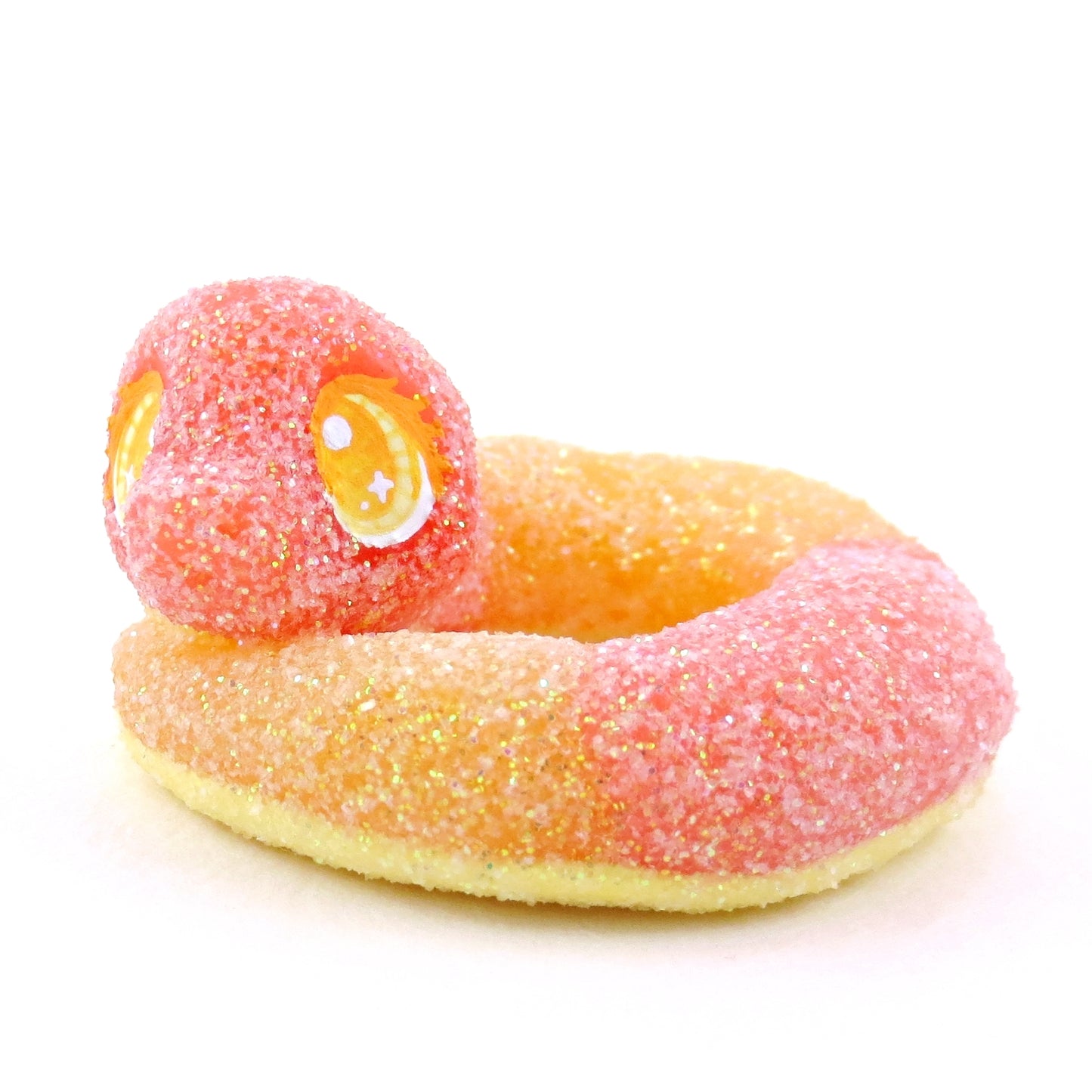 Peach Ring Snake Figurine - Polymer Clay Gummy Candy Collection