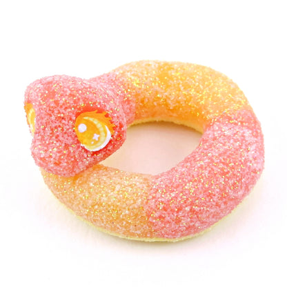 Peach Ring Snake Figurine - Polymer Clay Gummy Candy Collection