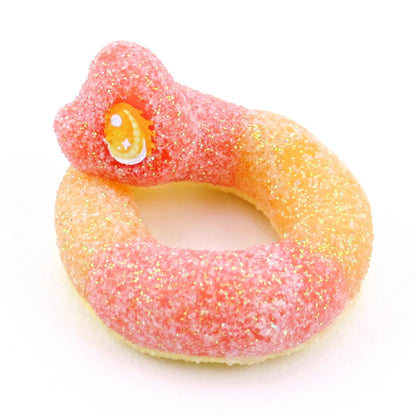 Peach Ring Snake Figurine - Polymer Clay Gummy Candy Collection