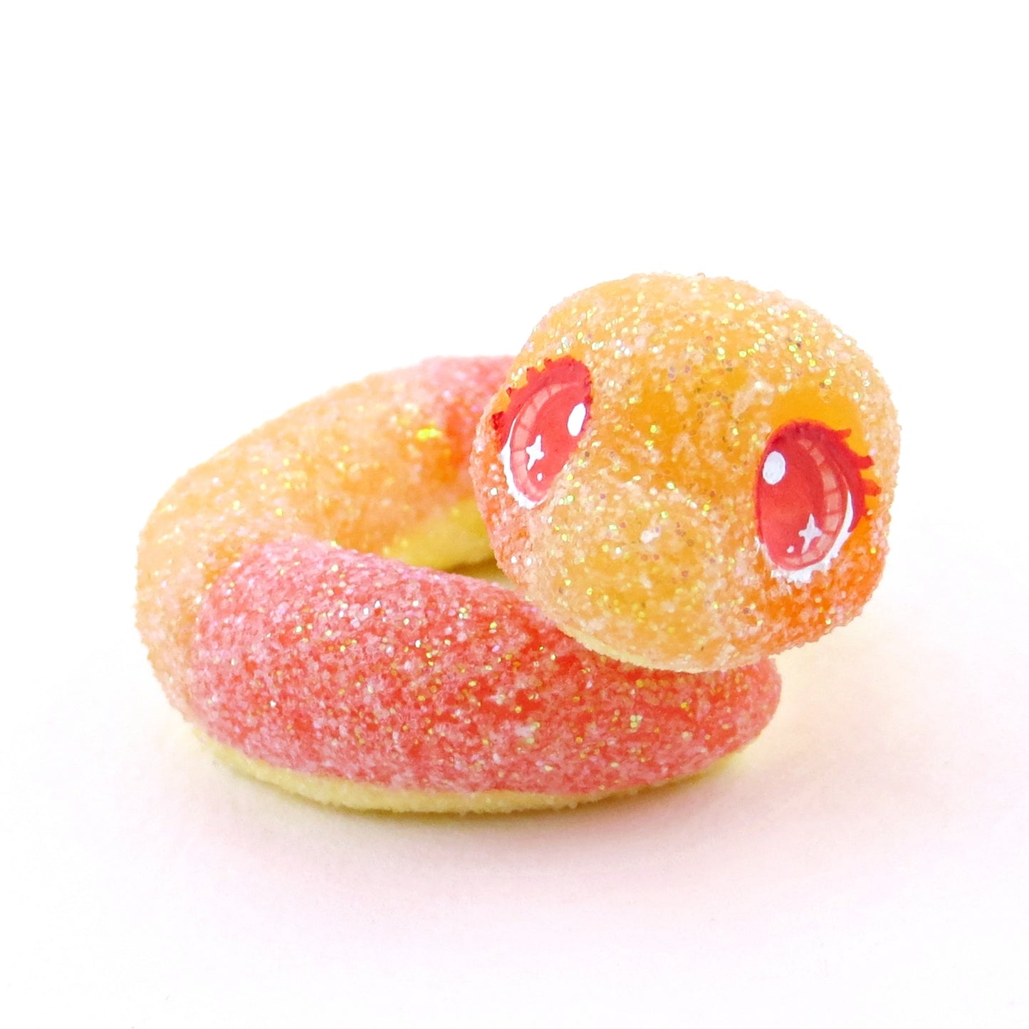 Peach Ring Snake Figurine - Polymer Clay Gummy Candy Collection