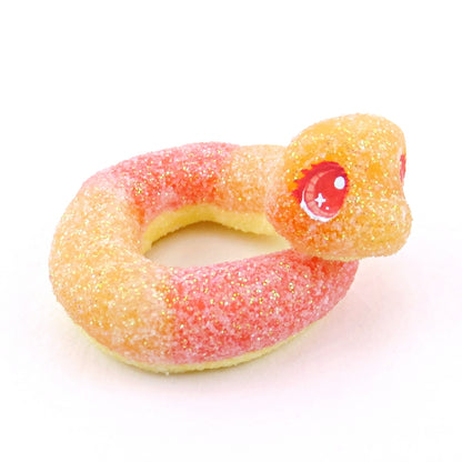 Peach Ring Snake Figurine - Polymer Clay Gummy Candy Collection