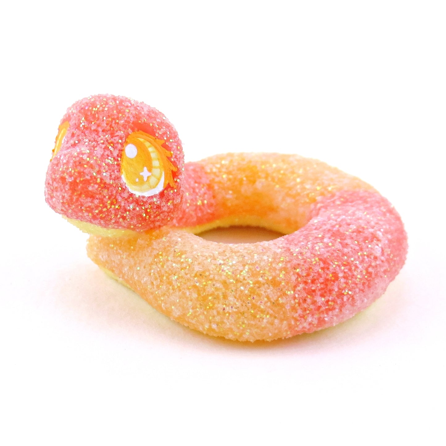 Peach Ring Snake Figurine - Polymer Clay Gummy Candy Collection