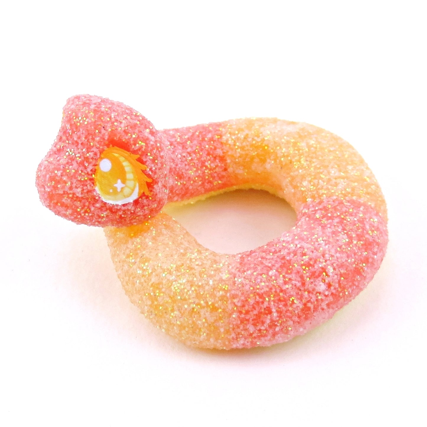 Peach Ring Snake Figurine - Polymer Clay Gummy Candy Collection