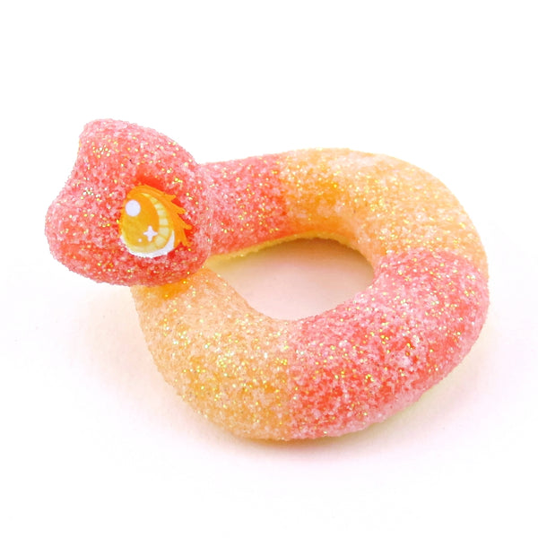 Peach Ring Snake Figurine - Polymer Clay Gummy Candy Collection