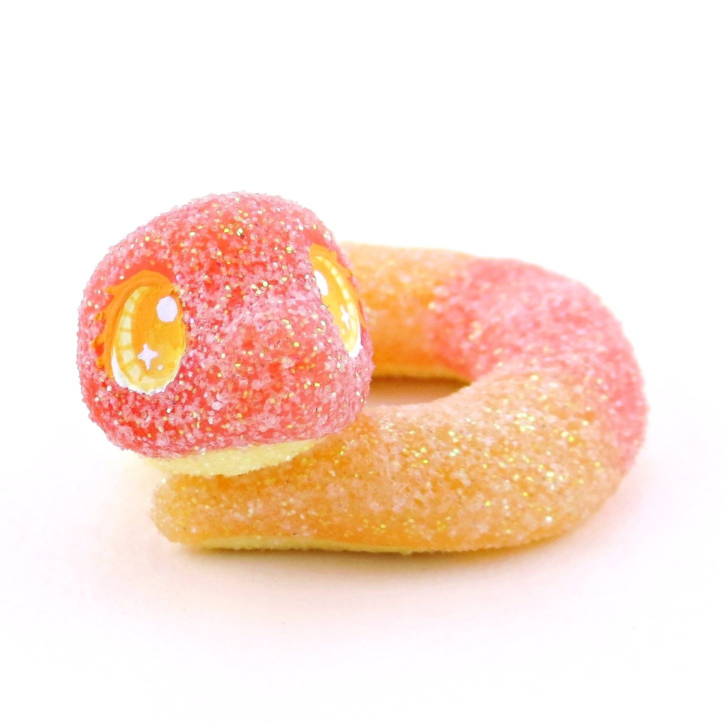 Peach Ring Snake Figurine - Polymer Clay Gummy Candy Collection