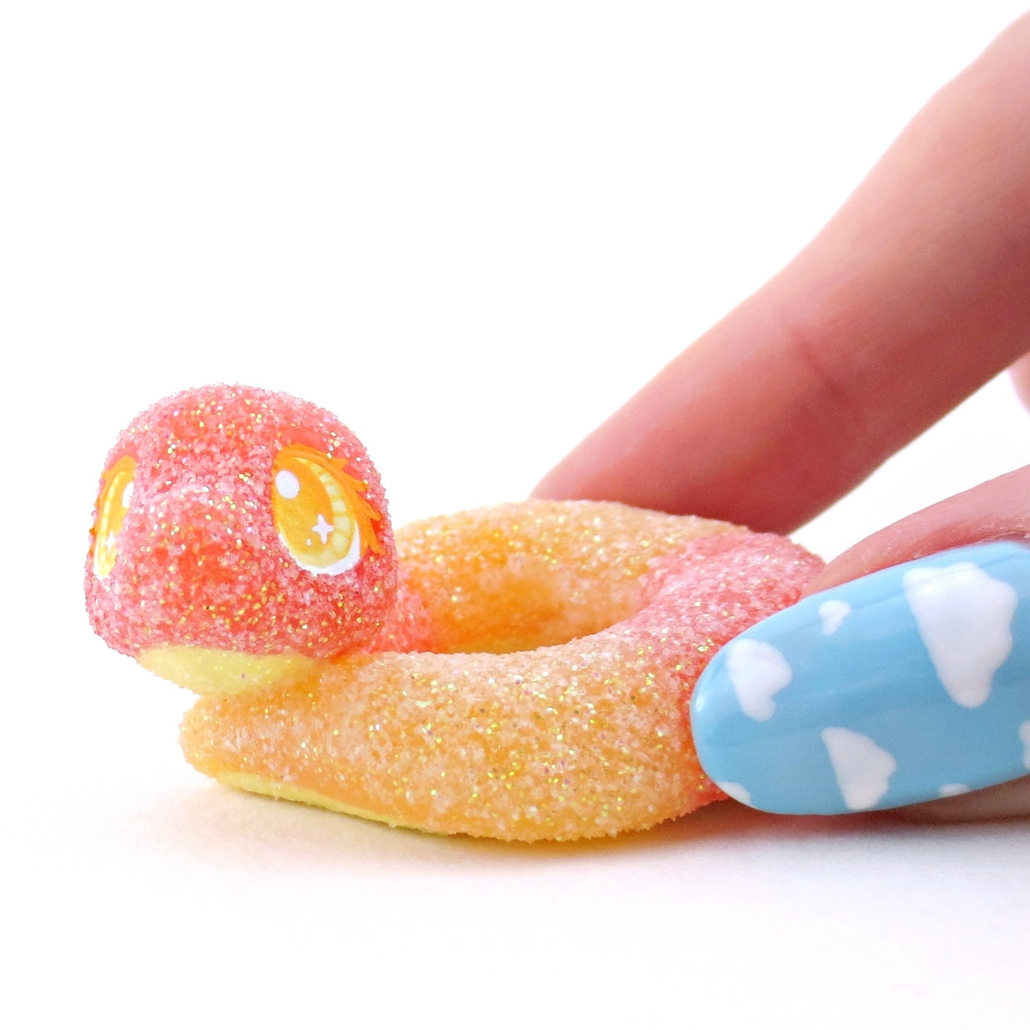 Peach Ring Snake Figurine - Polymer Clay Gummy Candy Collection