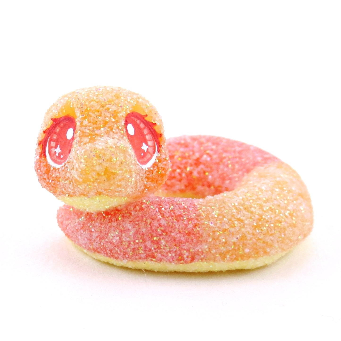 Peach Ring Snake Figurine - Polymer Clay Gummy Candy Collection