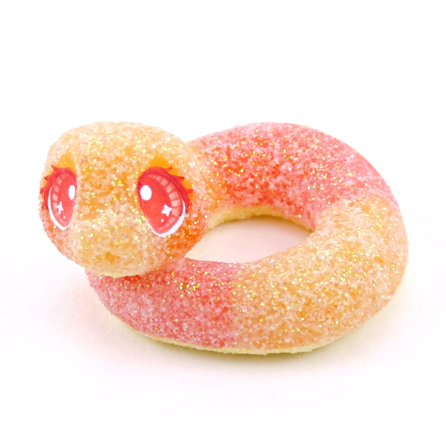 Peach Ring Snake Figurine - Polymer Clay Gummy Candy Collection