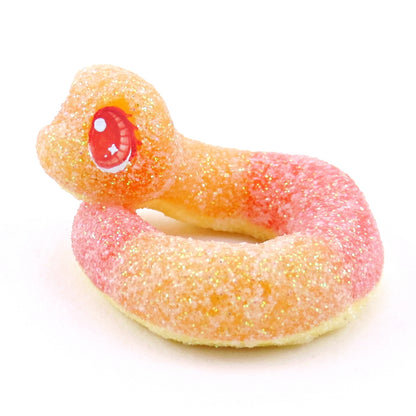 Peach Ring Snake Figurine - Polymer Clay Gummy Candy Collection