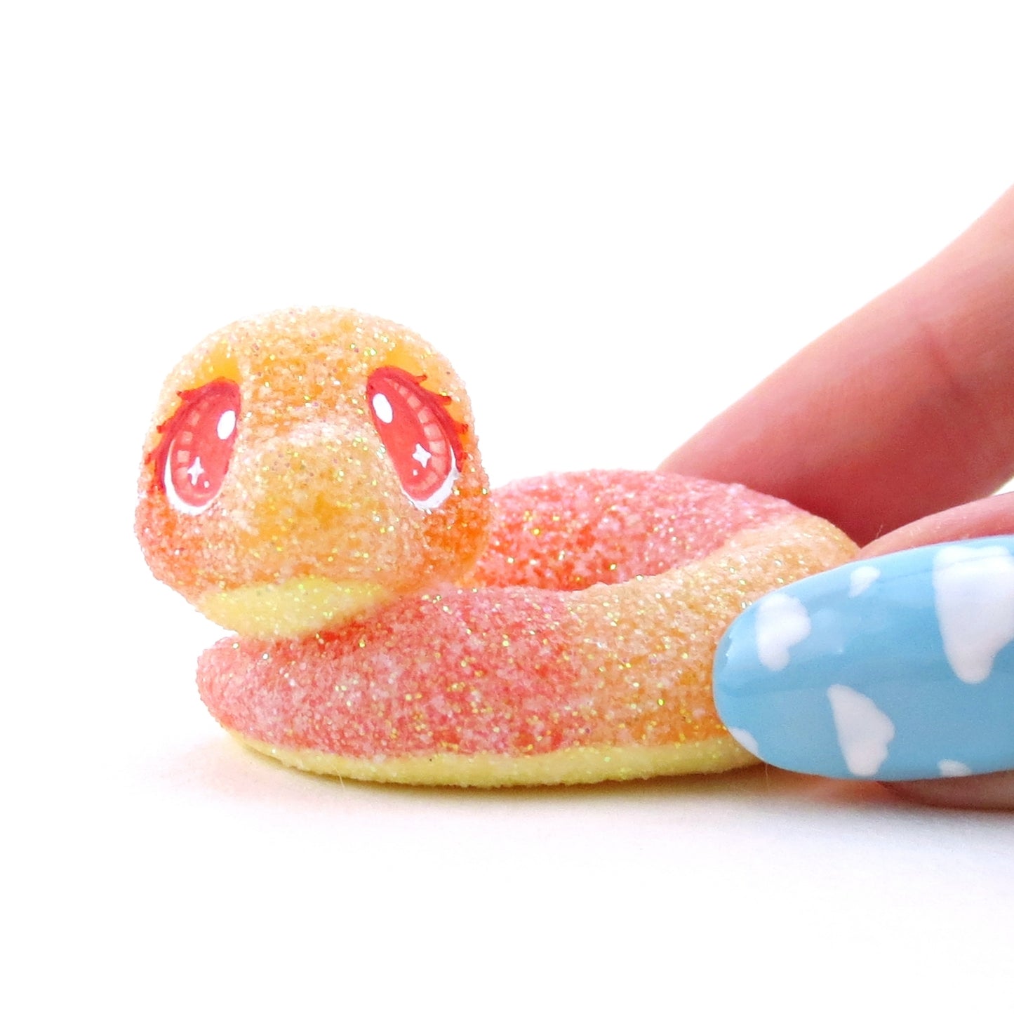 Peach Ring Snake Figurine - Polymer Clay Gummy Candy Collection