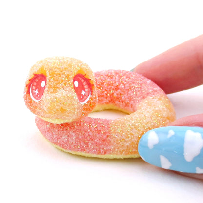 Peach Ring Snake Figurine - Polymer Clay Gummy Candy Collection