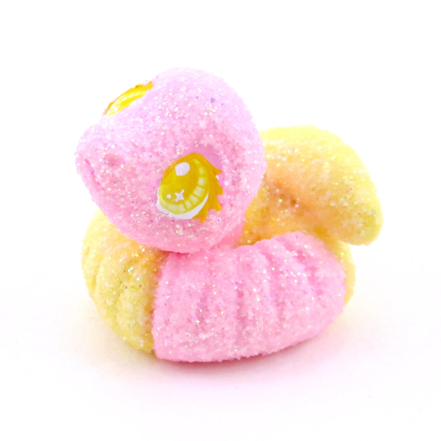 Pink and Yellow "Sour Gummy" Snake Figurine - Polymer Clay Gummy Candy Collection