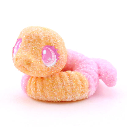 Pink and Orange "Sour Gummy" Snake Figurine - Polymer Clay Gummy Candy Collection