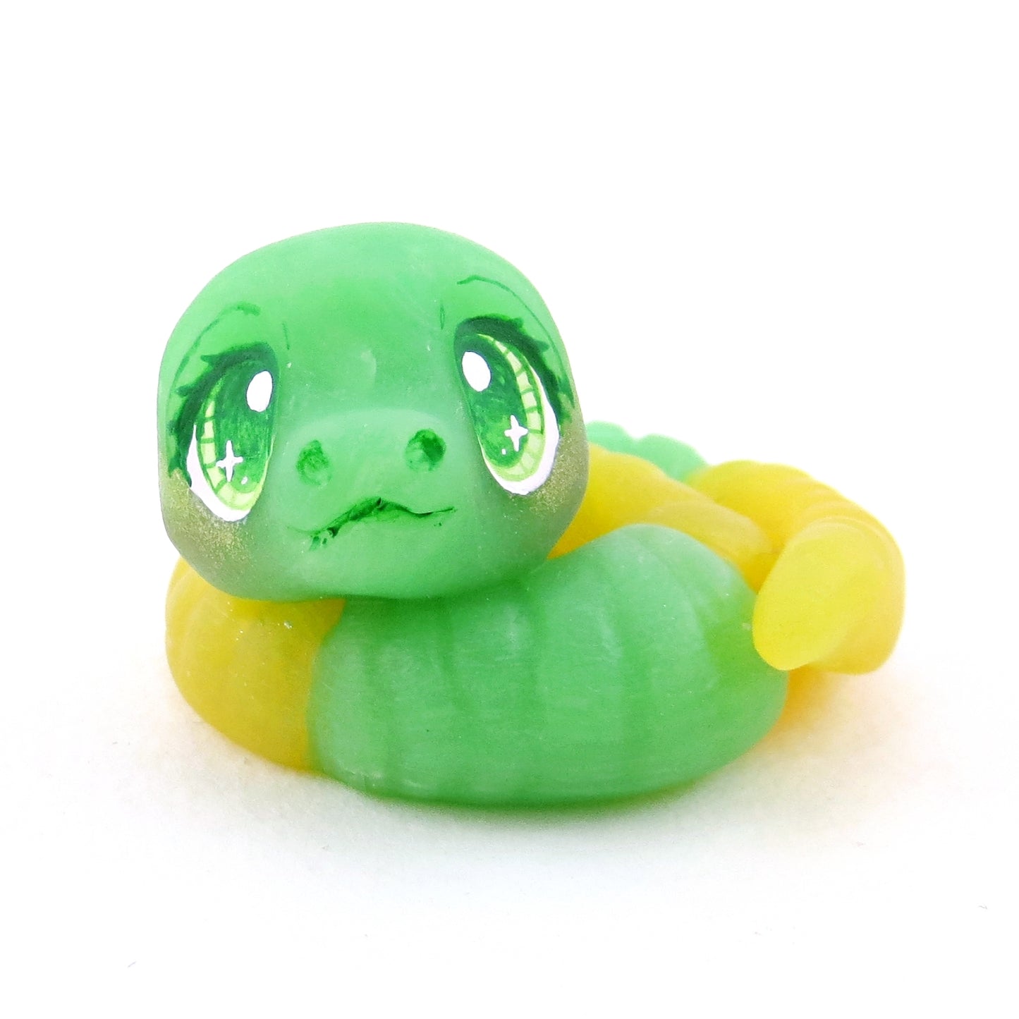 Green and Yellow "Gummy" Snake Figurine - Polymer Clay Gummy Candy Collection