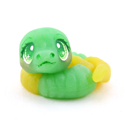 Green and Yellow "Gummy" Snake Figurine - Polymer Clay Gummy Candy Collection