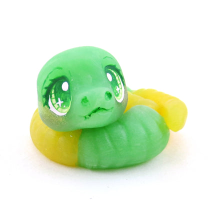 Green and Yellow "Gummy" Snake Figurine - Polymer Clay Gummy Candy Collection