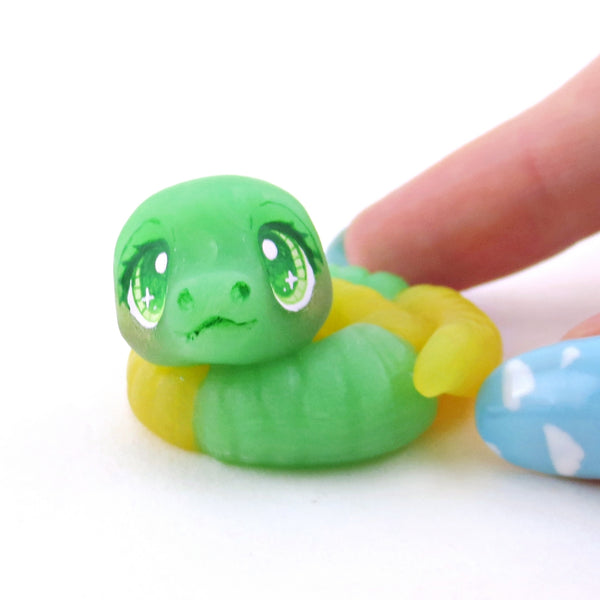 Green and Yellow "Gummy" Snake Figurine - Polymer Clay Gummy Candy Collection