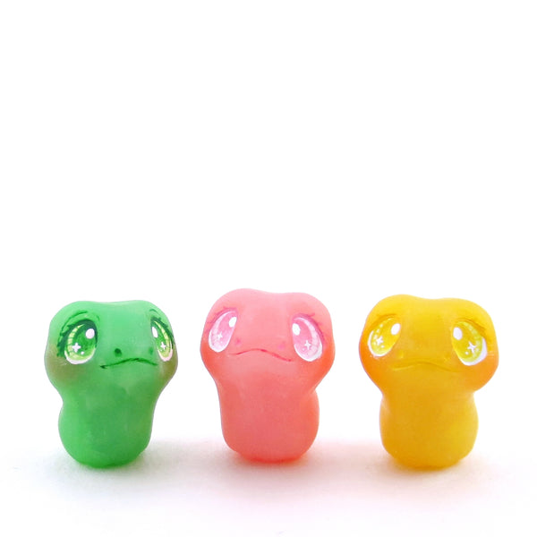 Yellow, Green, and Pink "Gummy" Frog Figurine Set - Polymer Clay Gummy Candy Collection
