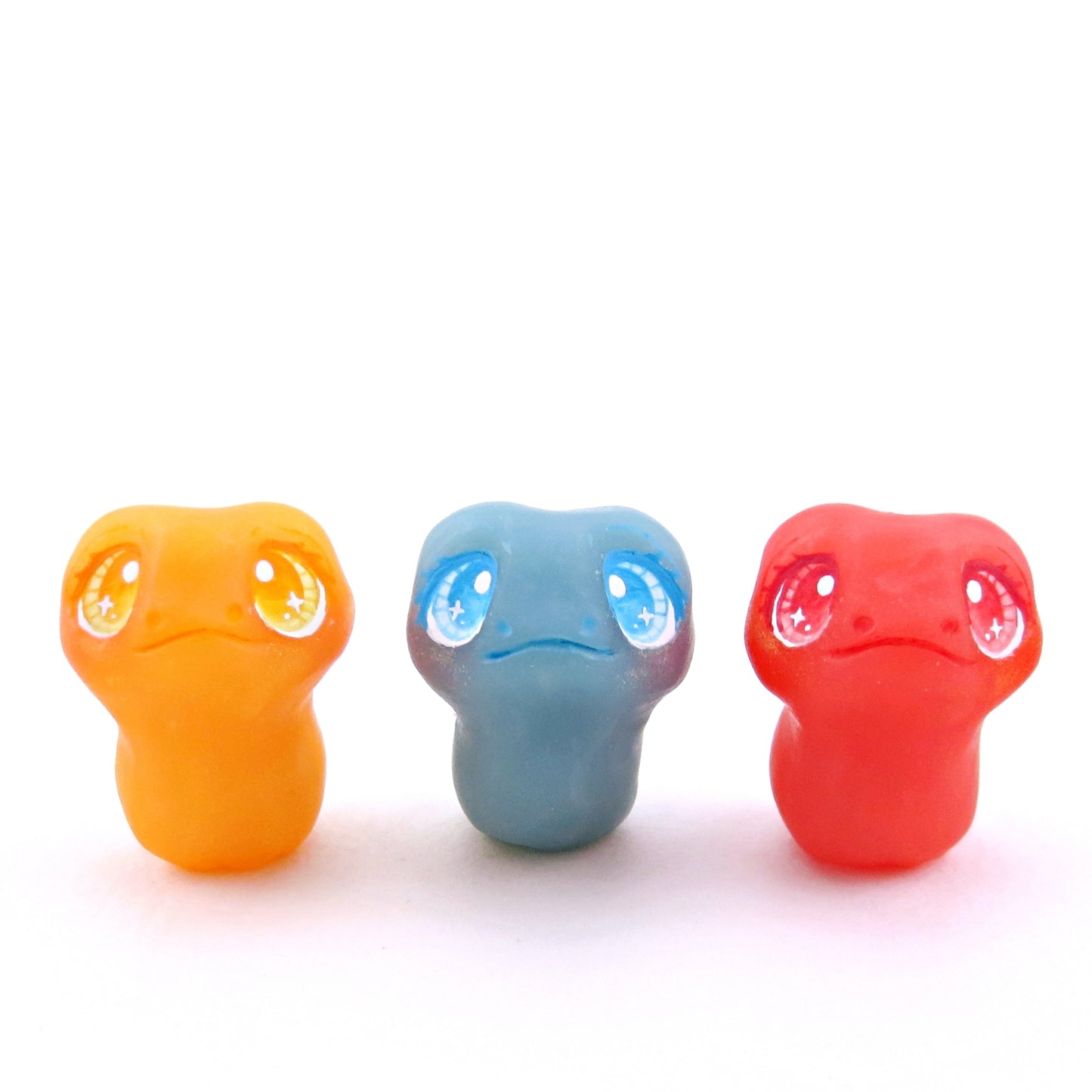 Red, Orange, and Blue "Gummy" Frog Figurine Set - Polymer Clay Gummy Candy Collection