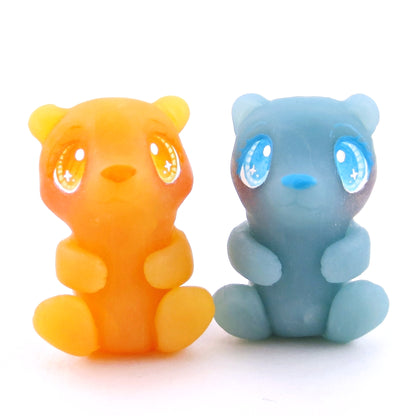 Orange and Blue Raspberry "Gummy" Bear Figurine Set - Polymer Clay Gummy Candy Collection