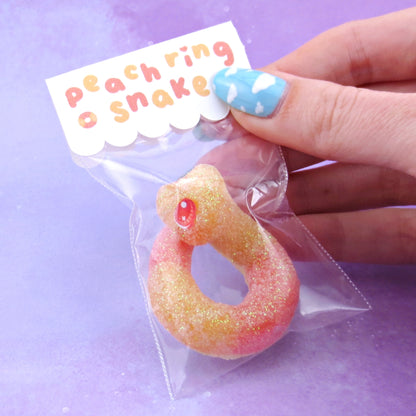 Peach Ring Snake Figurine - Polymer Clay Gummy Candy Collection