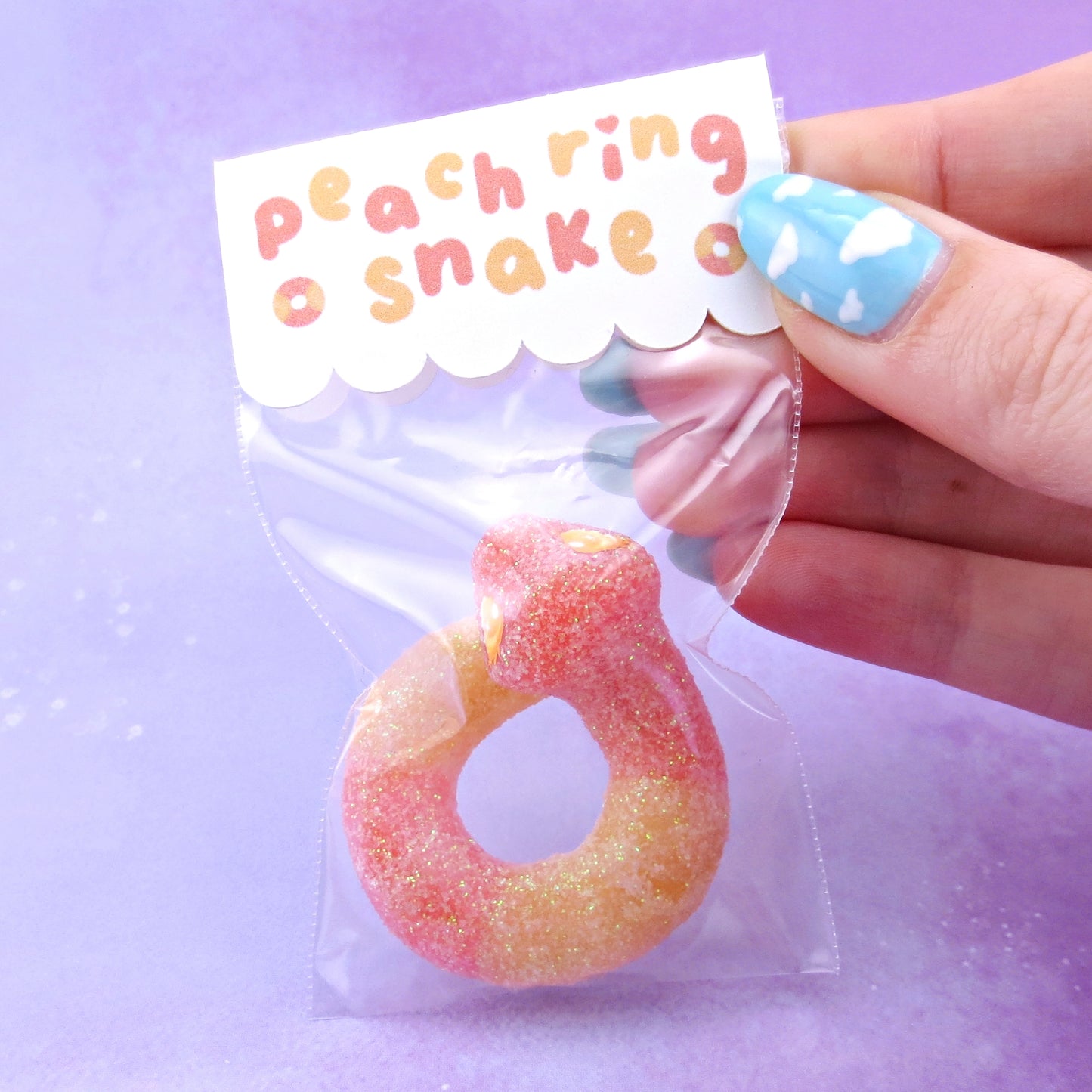 Peach Ring Snake Figurine - Polymer Clay Gummy Candy Collection