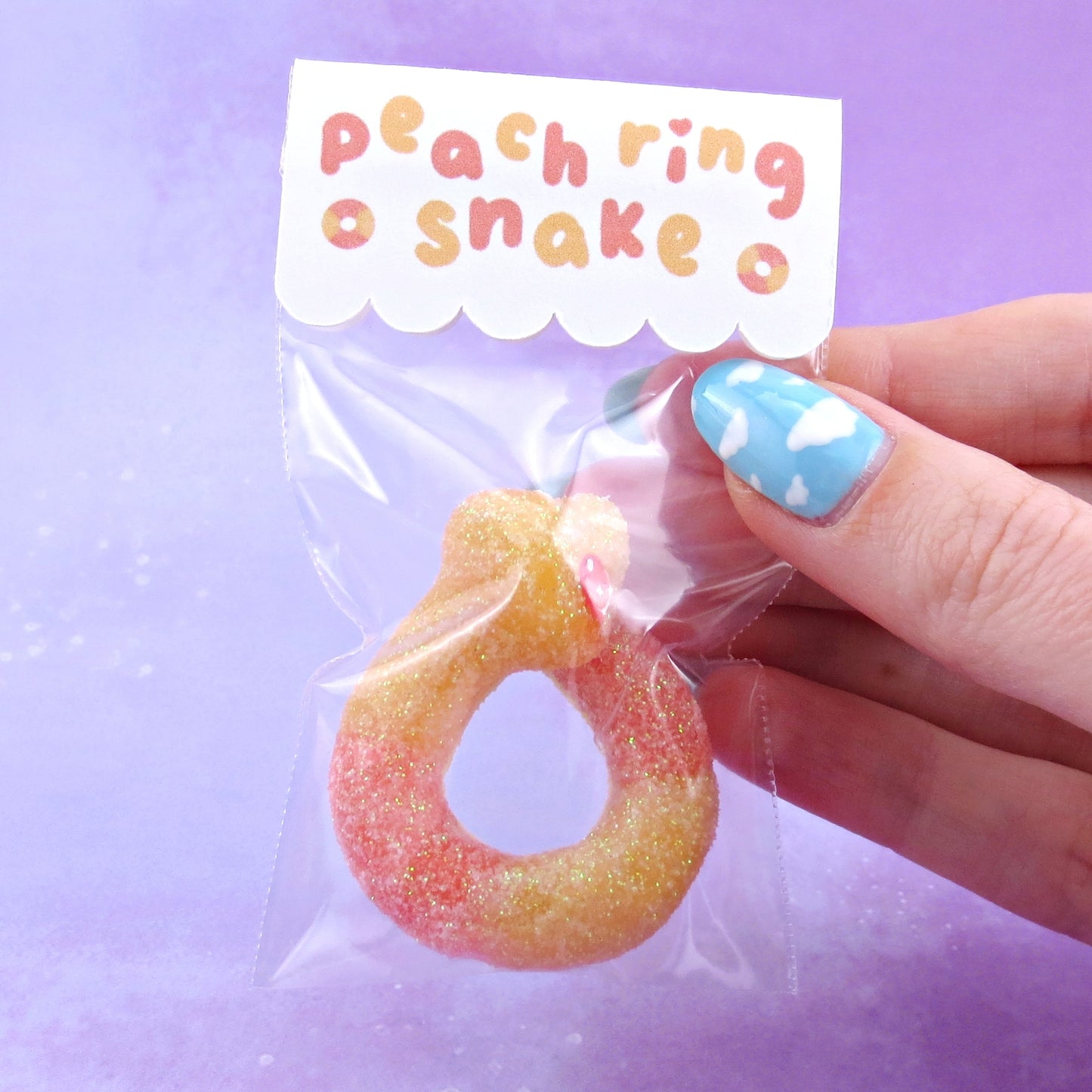 Peach Ring Snake Figurine - Polymer Clay Gummy Candy Collection