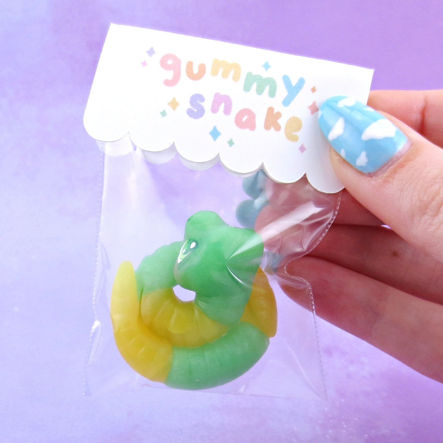 Green and Yellow "Gummy" Snake Figurine - Polymer Clay Gummy Candy Collection