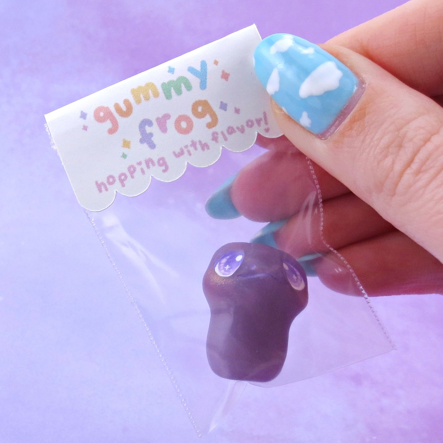 Purple Grape "Gummy" Frog Figurine - Polymer Clay Gummy Candy Collection