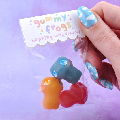 Red, Orange, and Blue "Gummy" Frog Figurine Set - Polymer Clay Gummy Candy Collection