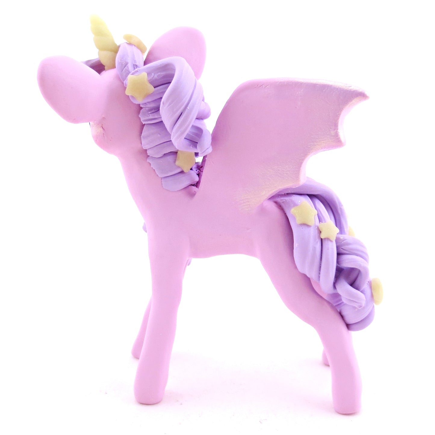 Pink and Purple Pastel Baticorn with Glow-in-the-Dark Stars - Polymer Clay Halloween Animals