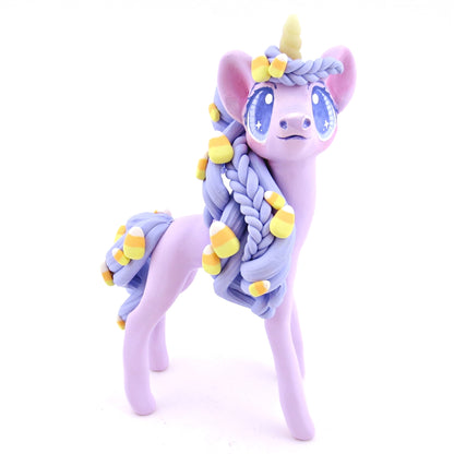 Candy Corn Unicorn Figurine - Polymer Clay Halloween Animals