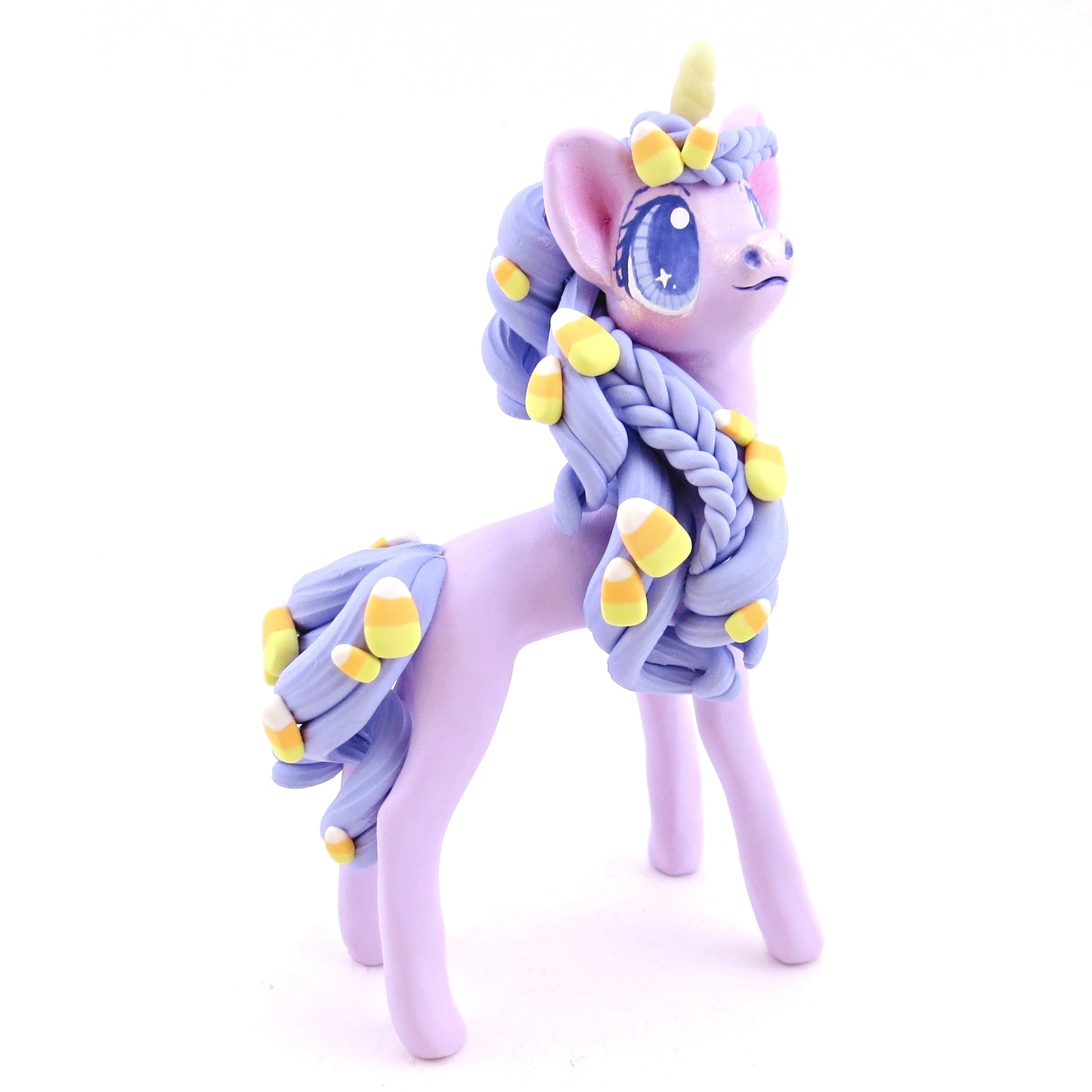 Candy Corn Unicorn Figurine - Polymer Clay Halloween Animals