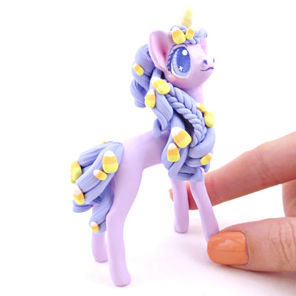 Candy Corn Unicorn Figurine - Polymer Clay Halloween Animals