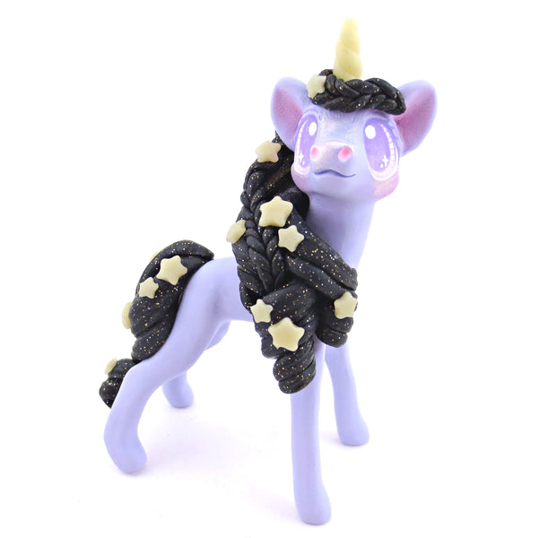 Glow-in-the-Dark Star Mane Unicorn Figurine - Polymer Clay Halloween Animals