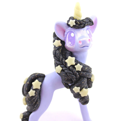 Glow-in-the-Dark Star Mane Unicorn Figurine - Polymer Clay Halloween Animals