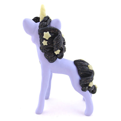 Glow-in-the-Dark Star Mane Unicorn Figurine - Polymer Clay Halloween Animals