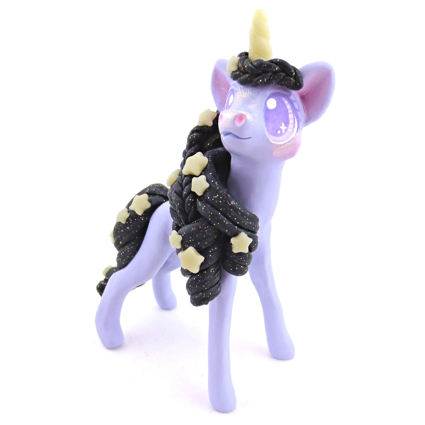 Glow-in-the-Dark Star Mane Unicorn Figurine - Polymer Clay Halloween Animals