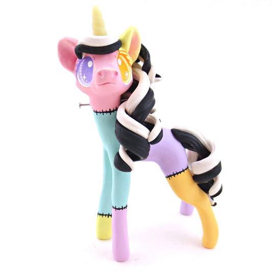 Frankenunicorn Pastel Patchwork Frankenstein Unicorn Figurine - Version 1 - Polymer Clay Halloween Animals