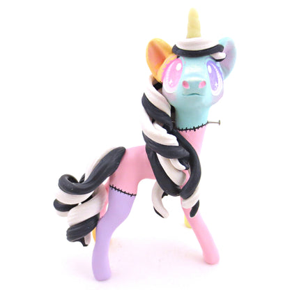 Frankenunicorn Pastel Patchwork Frankenstein Unicorn Figurine - Version 2 - Polymer Clay Halloween Animals