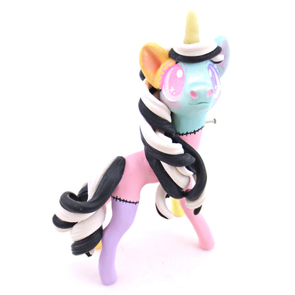 Frankenunicorn Pastel Patchwork Frankenstein Unicorn Figurine - Version 2 - Polymer Clay Halloween Animals