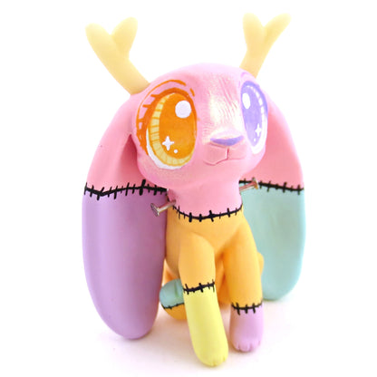 Frankenjackalope Pastel Patchwork Frankenstein Jackalope Figurine - Polymer Clay Halloween Animals