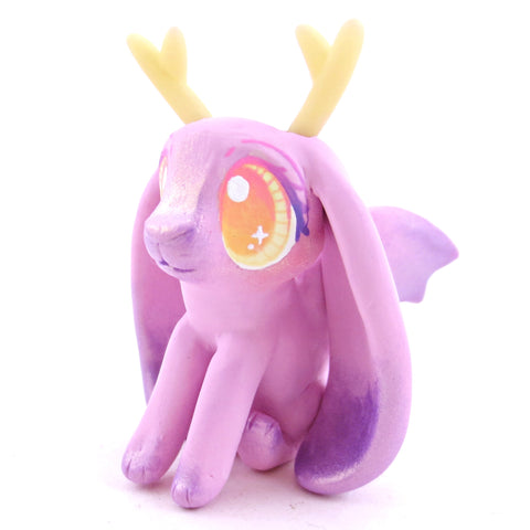 Batbunny Pink and Purple Bat Bunny Hybrid Figurine - Polymer Clay Halloween Animals