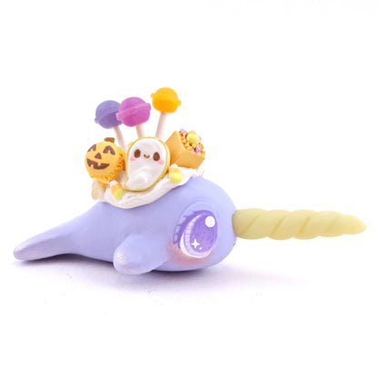 Purple/Blue Halloween Treat Dessert Narwhal Figurine - Polymer Clay Halloween Animals